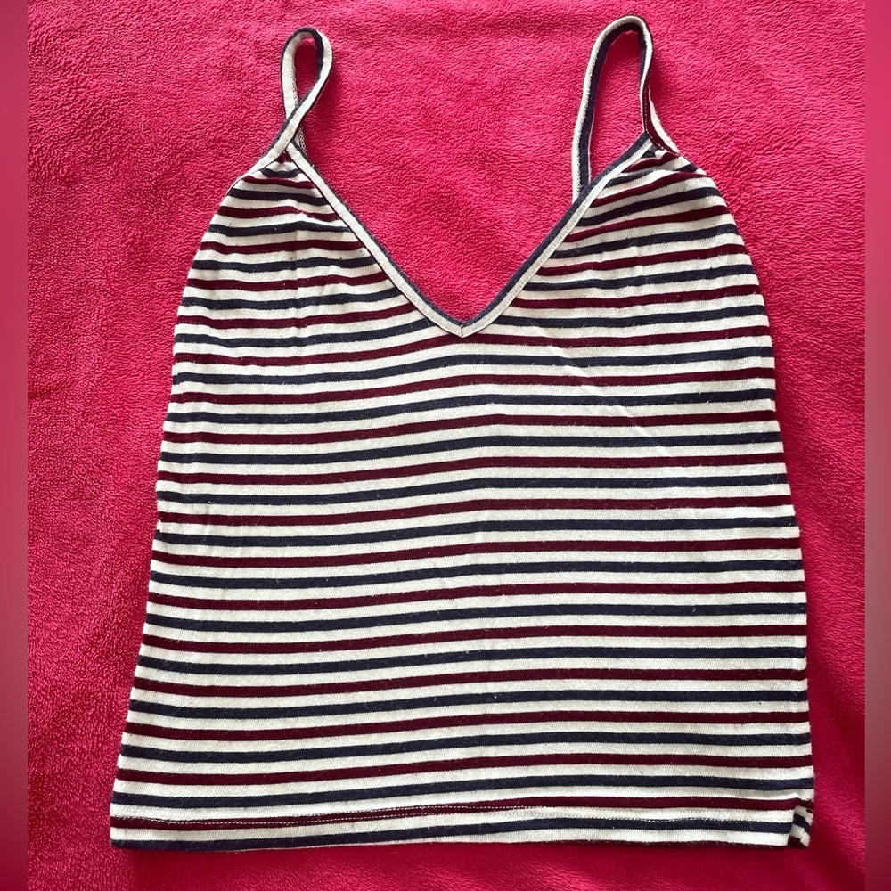 VGUC, Brandy Melville Striped Spaghetti Strap V Neck Soft Cotton Tank Top OS